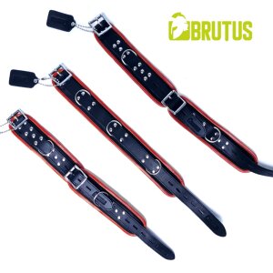 BRUTUS Leather Wrist Restraints Black/Red