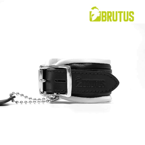 BRUTUS Leather Ankle Restraints Black/White