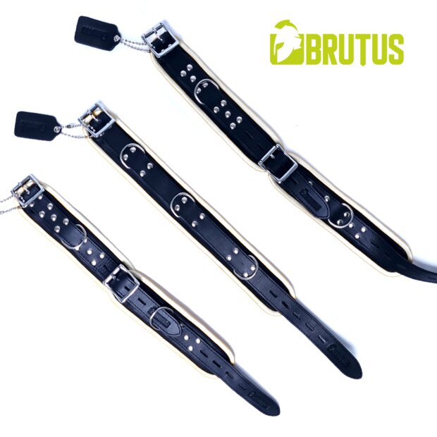 BRUTUS Leather Ankle Restraints Black/White