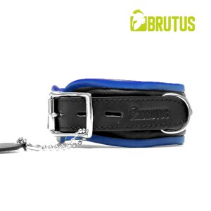 BRUTUS Leather Collar Black/Blue