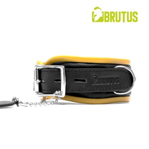 BRUTUS Leather Collar Black/Yellow