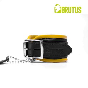 BRUTUS Leather Ankle Restraints Black/Yellow