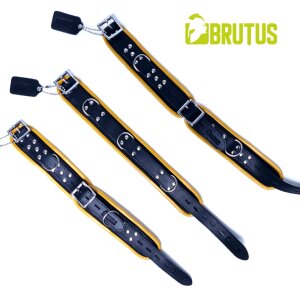 BRUTUS Leather Ankle Restraints Black/Yellow