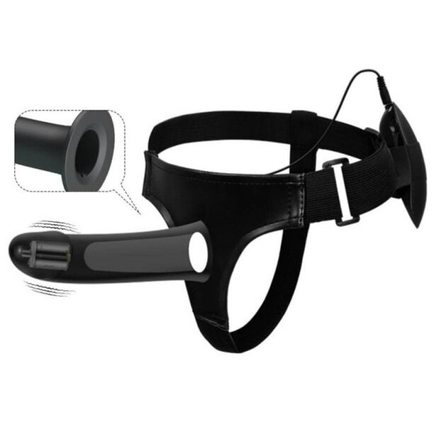 Pretty Love Strap On Vito vibrante noire 17 cm