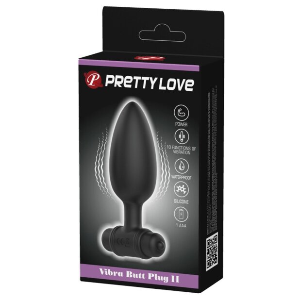 Pretty Love anal plug vibrating black 3,8 cm