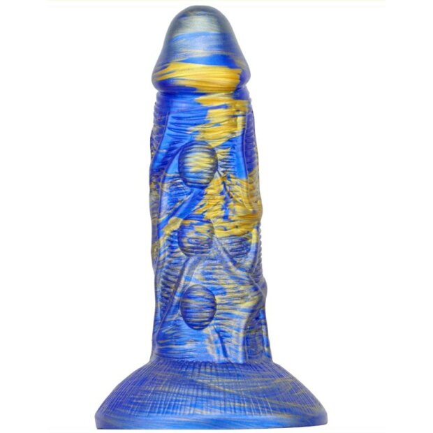 MetallicAnal Dildo Fantasy Bulstrix Bleu Or 15 cm