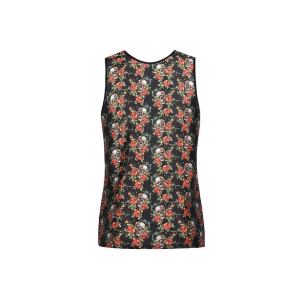 ANAIS Men Power Top avec roses rouges et têtes de mort noir S