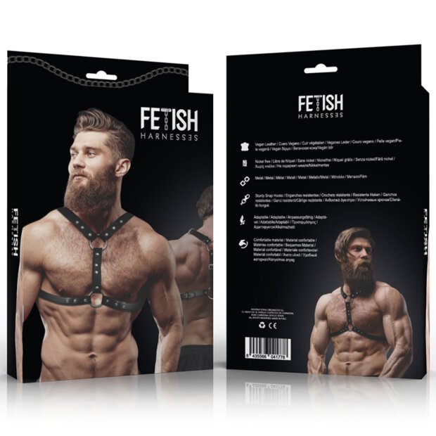 Fetish Submissive Attitude - Chest Harness Double Fastening And Studs Eco Leather Men OS