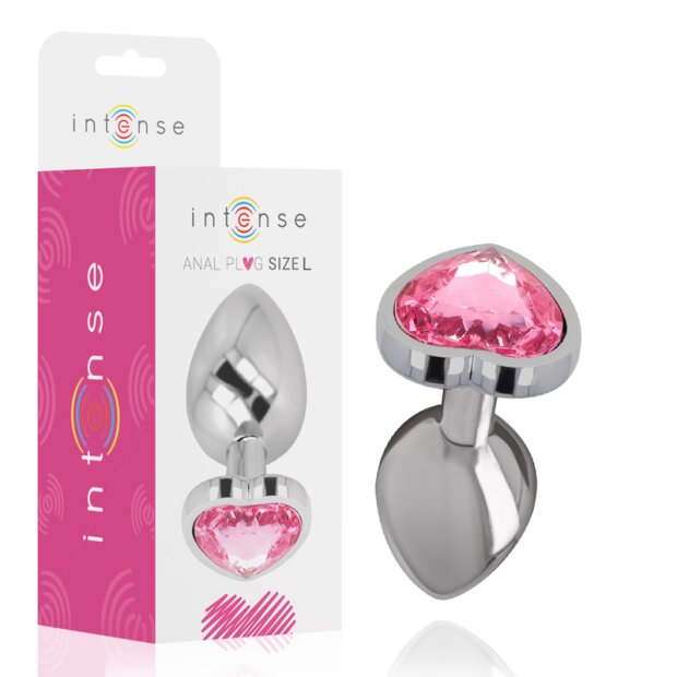 Intense metal butt plug with pink heart