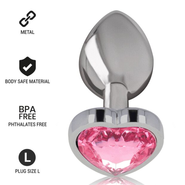 Intense metal butt plug with pink heart