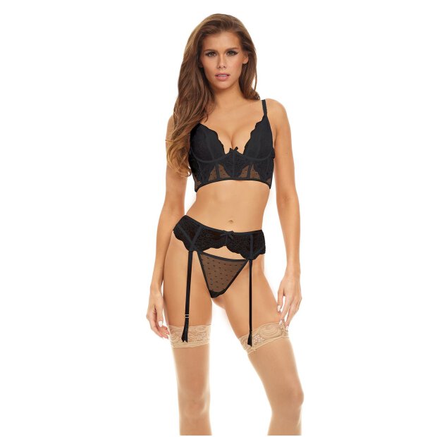 Bombshell Boudoir Peek A Boo Wire 3 Pc Set Black, S