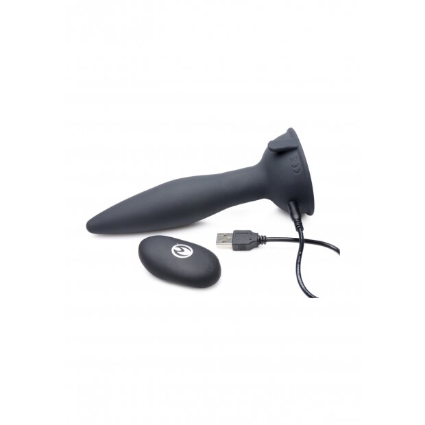 XR Brands Turbo Ass Spinner Silicone Anal Plug with Vibration and Remote Control black