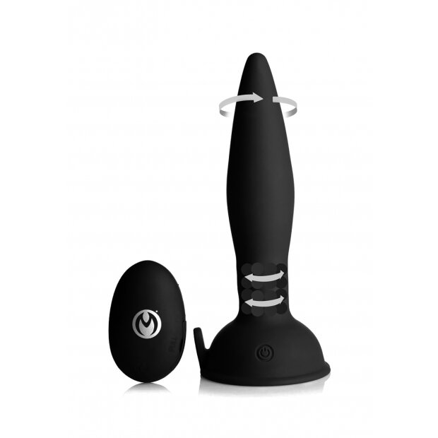 XR Brands Turbo Ass Spinner Silicone Anal Plug with Vibration and Remote Control black