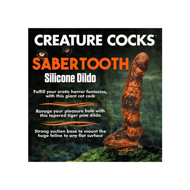 XR Brands Sabretooth Tiger Dildo orange black