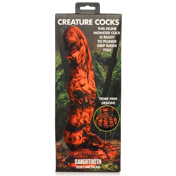 XR Brands Sabretooth Tiger Dildo orange black