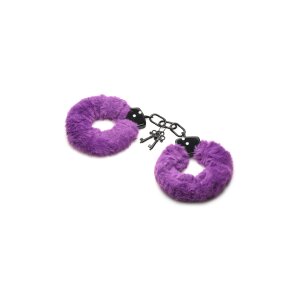 XR Brands faux fur handcuffs purple