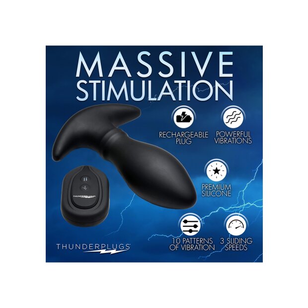 Thunder Plugs Rim Slide Sliding Ring Silicone Butt Plug Black