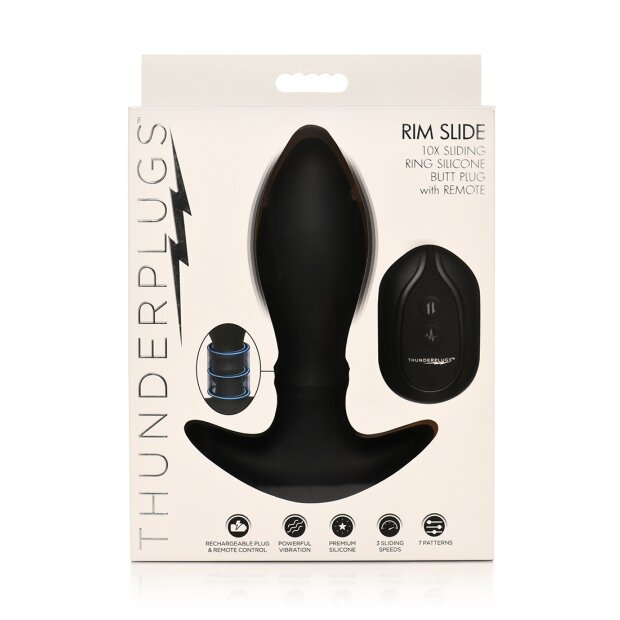 Thunder Plugs Rim Slide Sliding Ring Silicone Butt Plug Black