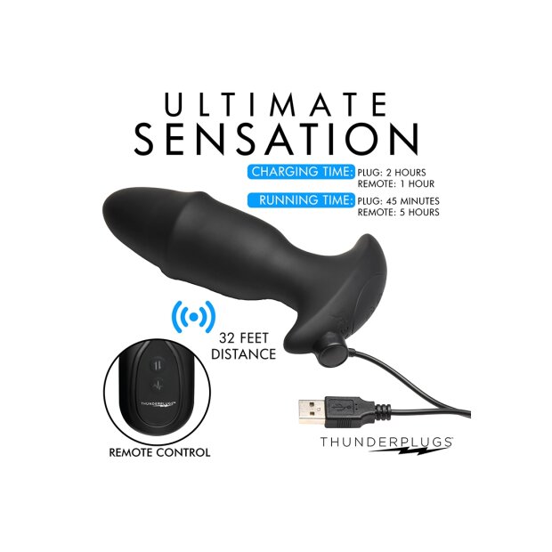 Thunder Plugs Butt Slider Sliding Ring Silicone Missile Plug Black