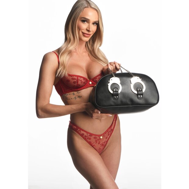 XR Brands bag with handcuff handles black