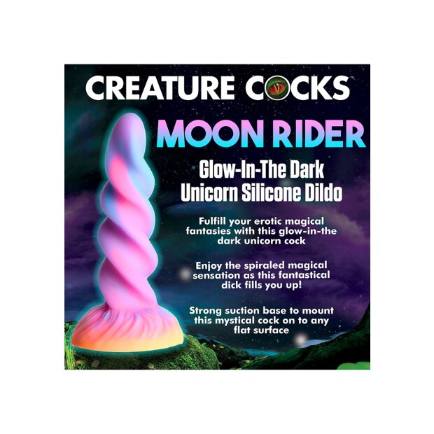 XR Brands Moon Rider Einhorn Dildo leuchtet im dunklen bunt