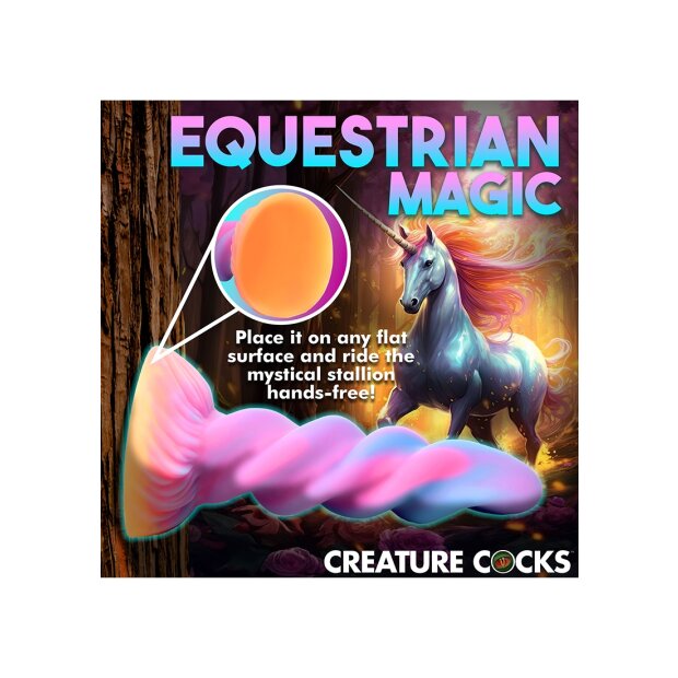 XR Brands Moon Rider Einhorn Dildo leuchtet im dunklen bunt