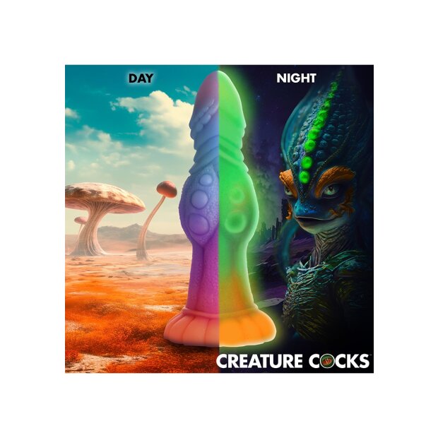 XR Brands Galaktische Alien-Kreatur Dildo leuchtet im dunkeln bunt
