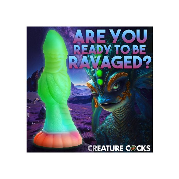 XR Brands Galaktische Alien-Kreatur Dildo leuchtet im dunkeln bunt