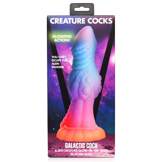 XR Brands Galaktische Alien-Kreatur Dildo leuchtet im dunkeln bunt