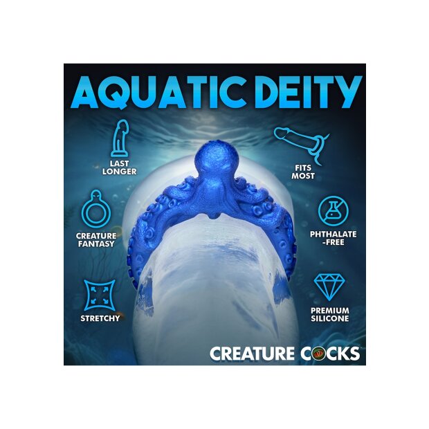 XR Brands Poseidons Octo Penisring aus Silikon blau