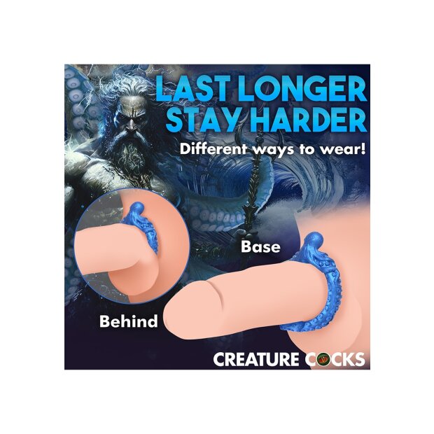 XR Brands Poseidons Octo Penisring aus Silikon blau