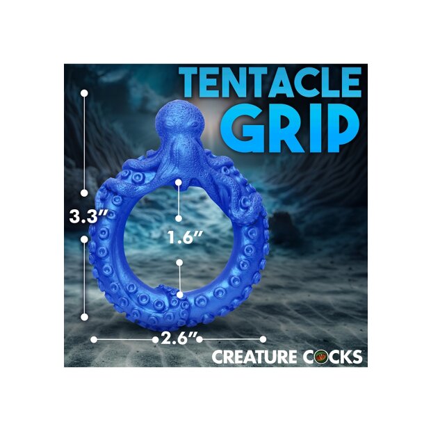 XR Brands Poseidons Octo Penisring aus Silikon blau