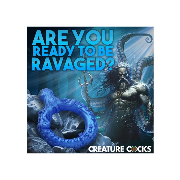 XR Brands Poseidons Octo Penisring aus Silikon blau