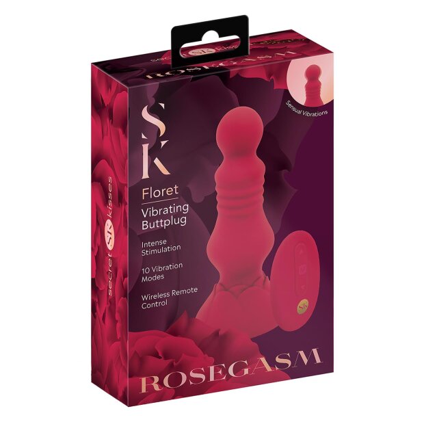 Sectret Baisers Bouton de rose plug anal rouge 4,1 cm