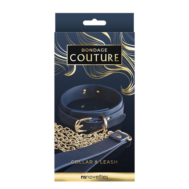 NS Novelties Bondage Couture Collar And Leash Blue