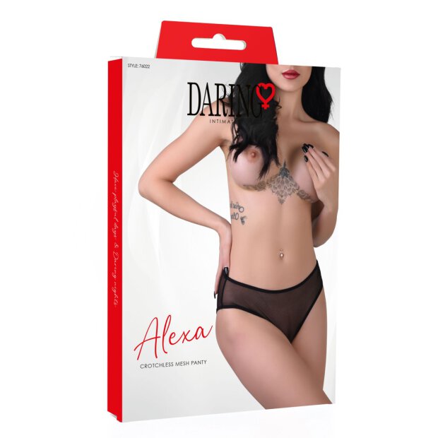 Alexa crotchless mesh panty Black S/M - L/XL