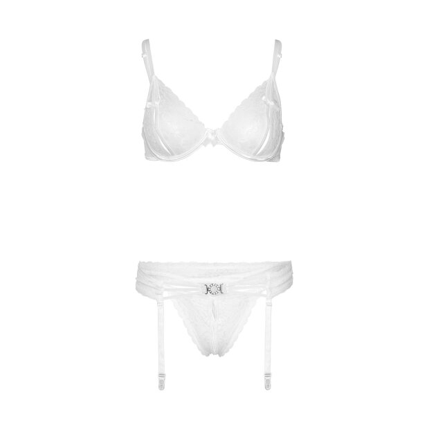 Be Mine Bra and Panty Set  White S/M - L/XL