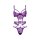 Heart Lace Teddy with Jewel Purple S/M - L/XL