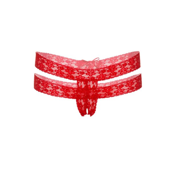 Lucy crotchless thong panty Red S/M