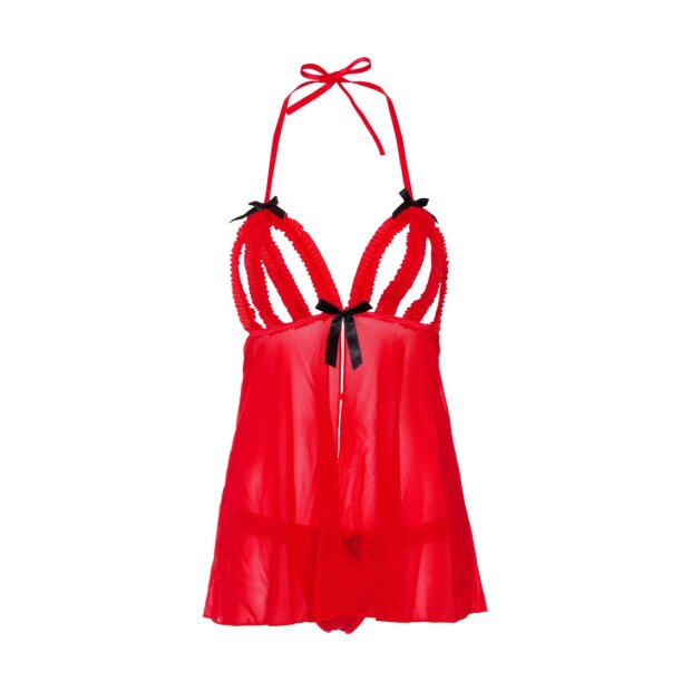 Peek-a-boo Ruffle Babydoll Red S/M - L/XL
