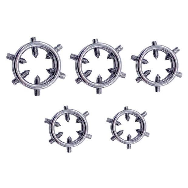 MenSteel Cock Rings with 6 Spikes Medium