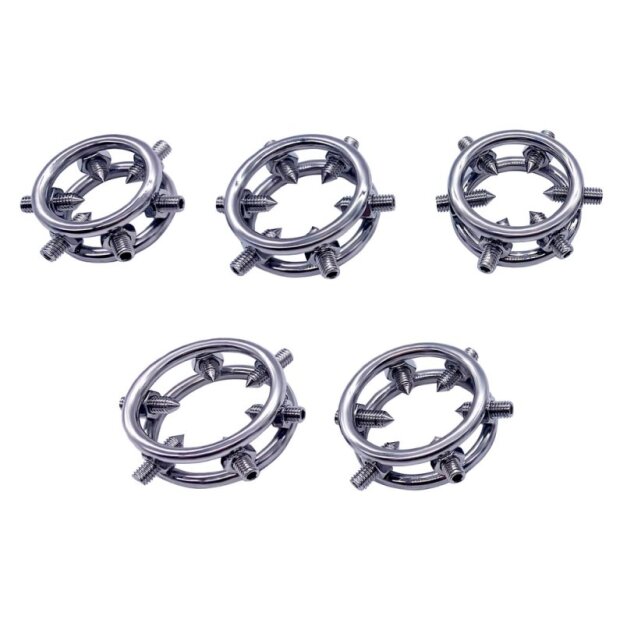MenSteel Cock Rings with 6 Spikes Medium