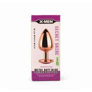 X-MEN Secret Shine Metall Anal Plug Rosé Gold Herz L