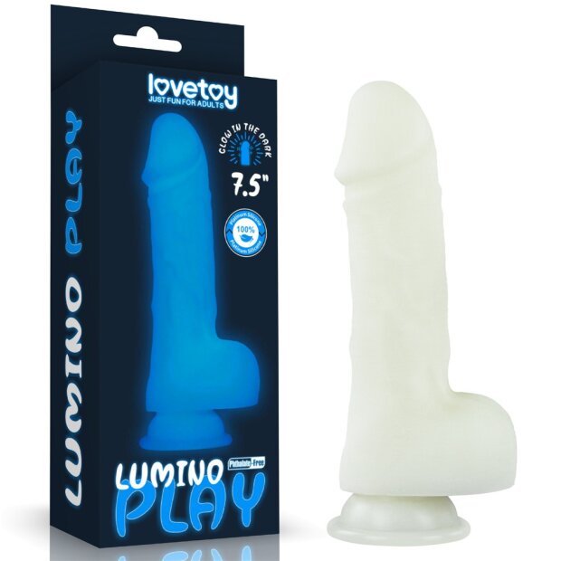 Lovetoy Lumino Play Silikone Dildo leuchtend Blau 19,3 cm