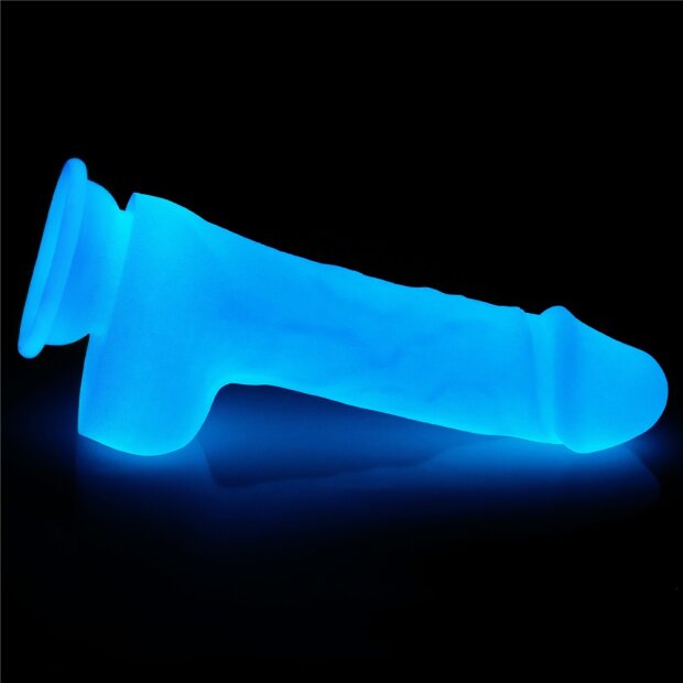 Lovetoy Lumino Play Silikone Dildo leuchtend Blau 19,3 cm
