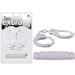 Sex Extra - Metal Cuffs & Love Rope White