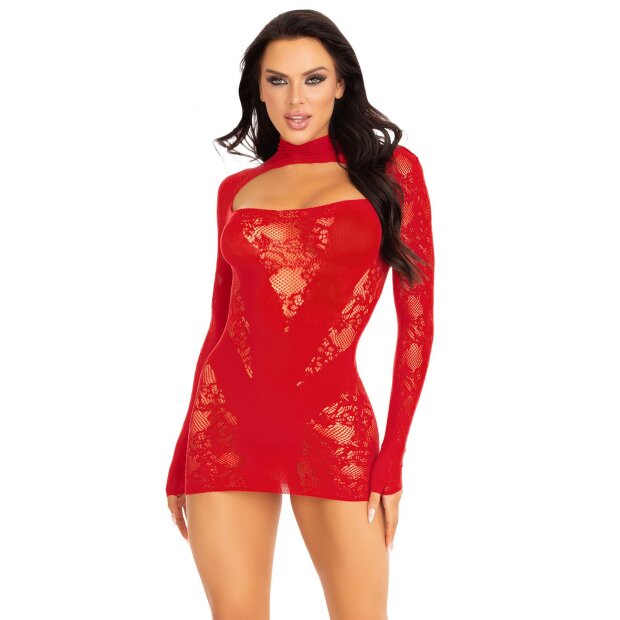 Leg Avenue mini-robe avec manches longues sexy taille unique rouge