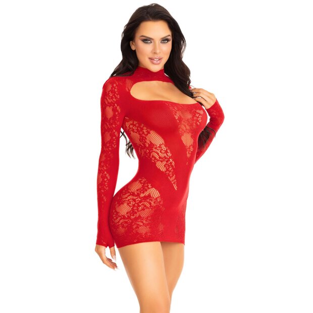 Leg Avenue mini-robe avec manches longues sexy taille unique rouge