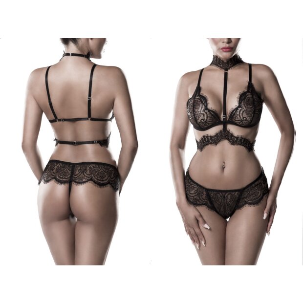 GREY VELVET 2-piece sexy halterneck bra set S - XL