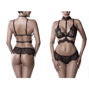 GREY VELVET 2-piece sexy halterneck bra set S - XL